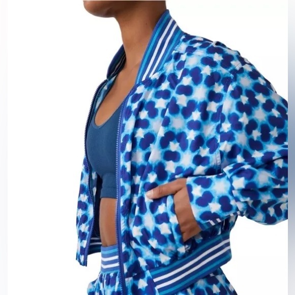Free People Jackets & Blazers - FREE PEOPLE MOVEMENT Top Seed Printed Tennis Activewear Jacket Blue Combo